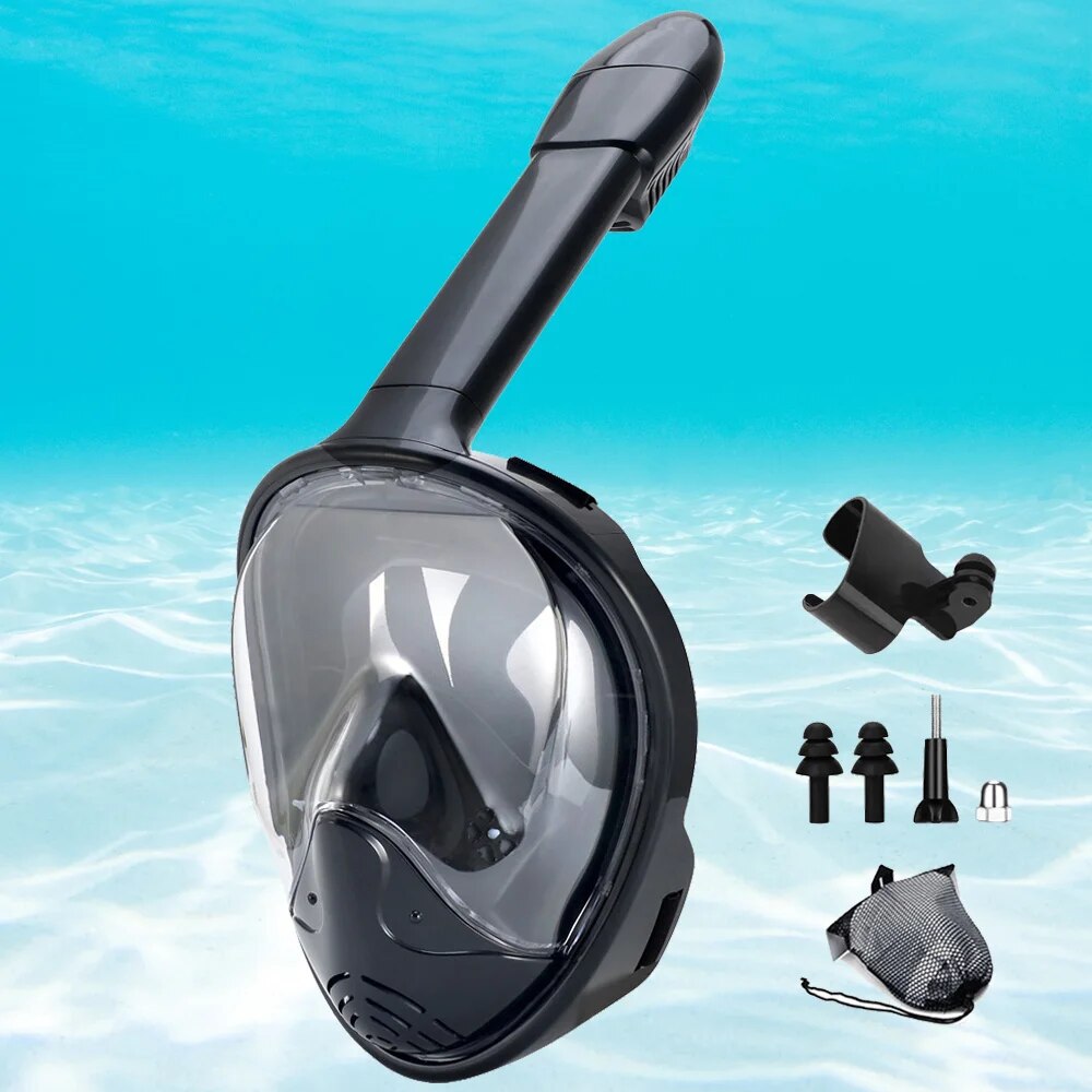 Freediving Mask Set - Esnórquel subaquático rosto cheio crianças máscara