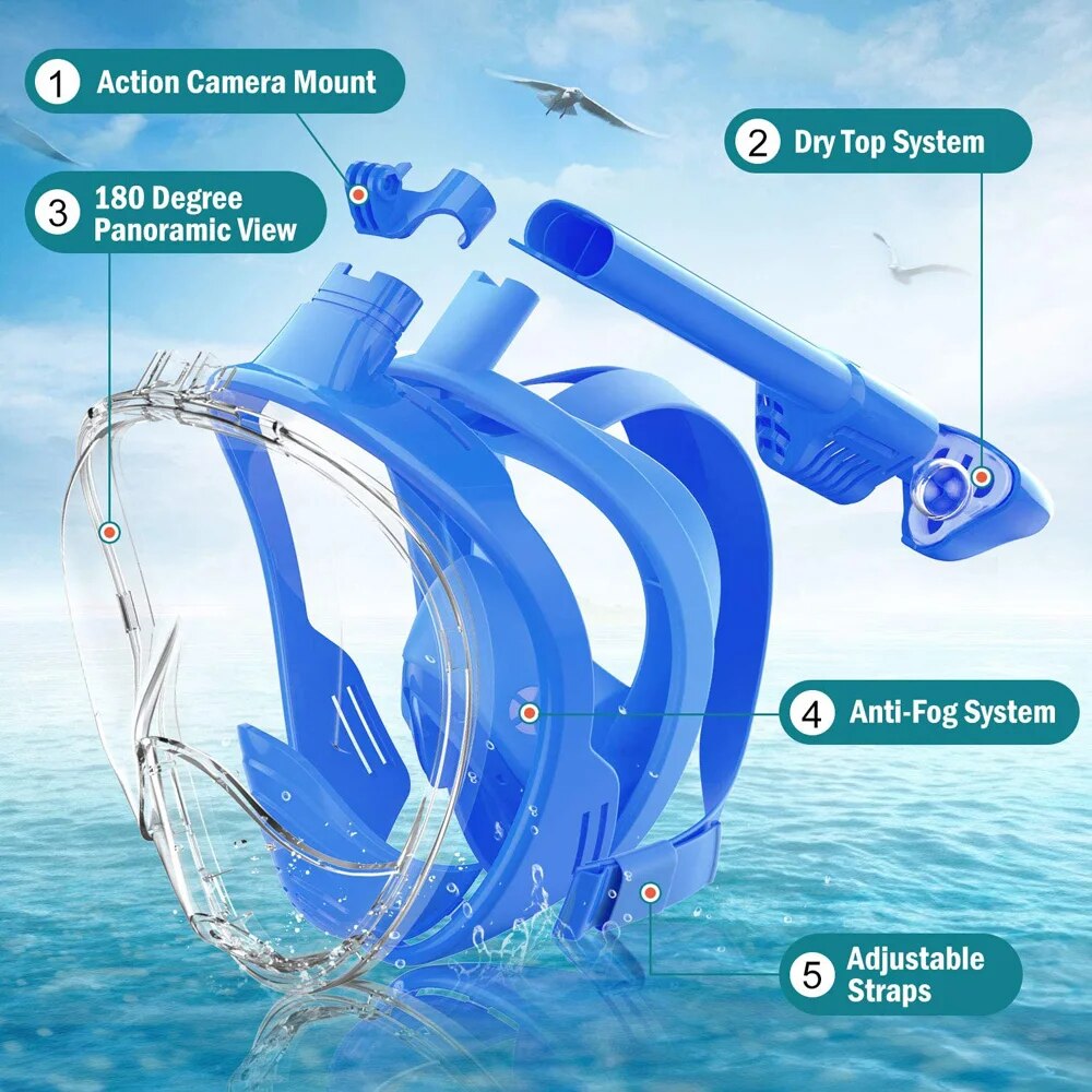 Esnórquel subaquático rosto ch - Freediving Mask Set avaliação e preço